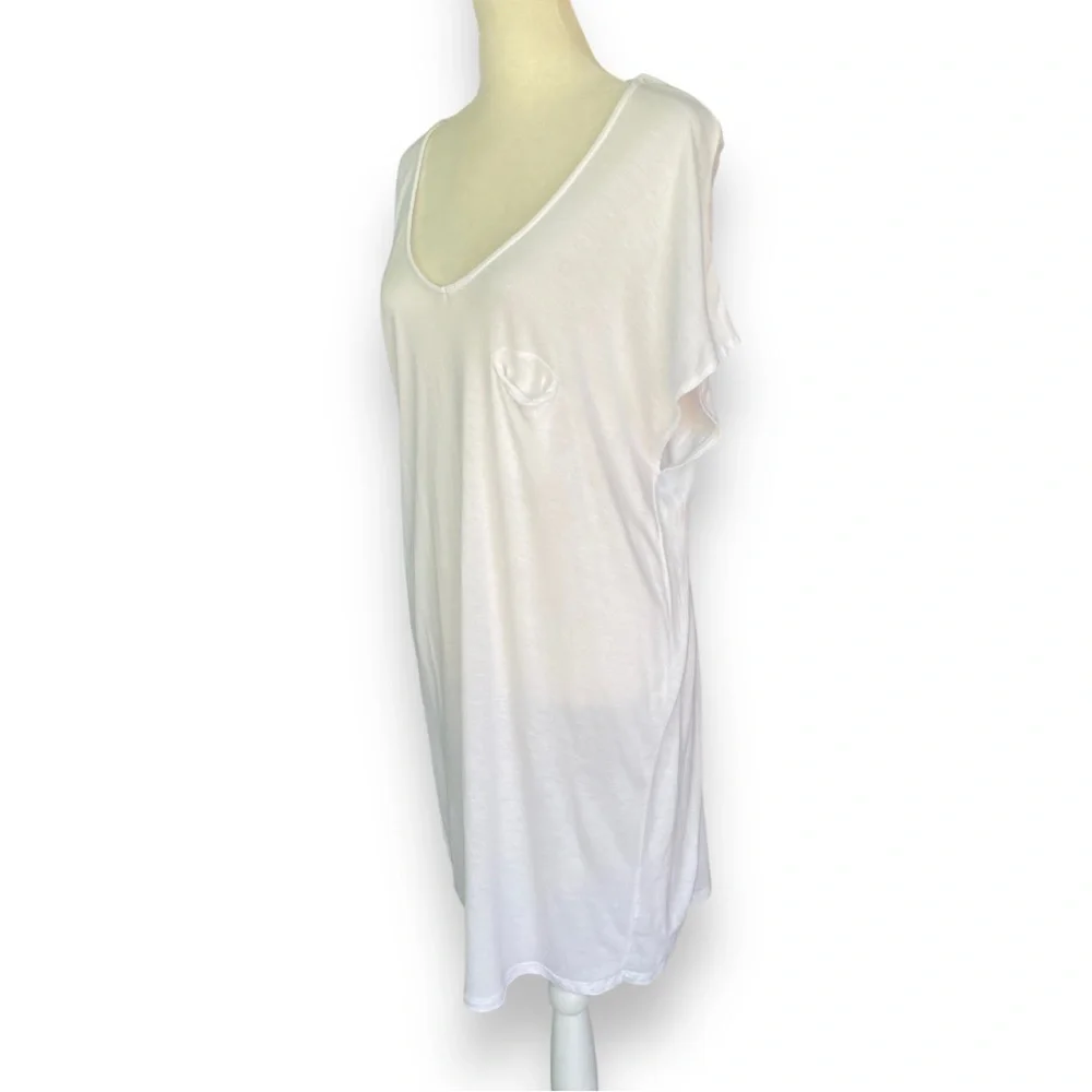 LEITH White V-neck T-Shirt Dress | Size Medium - Picture 3 of 11